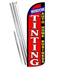 WINDOW TINTING Auto Home Business Windless Feather Flag Bundle Complete Kit OR