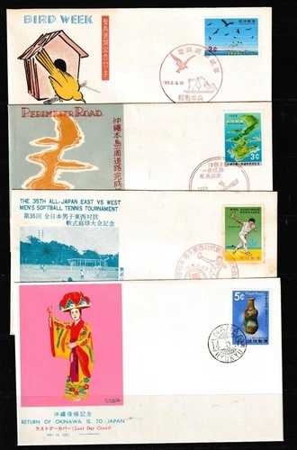 JAPAN Ryukyu 1963/63/68/72 FDC’s