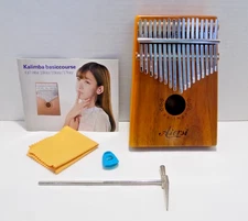 Wood Aiersi Kalimba 17 Metal Key Thumb Piano Musical Instrument w Accessories