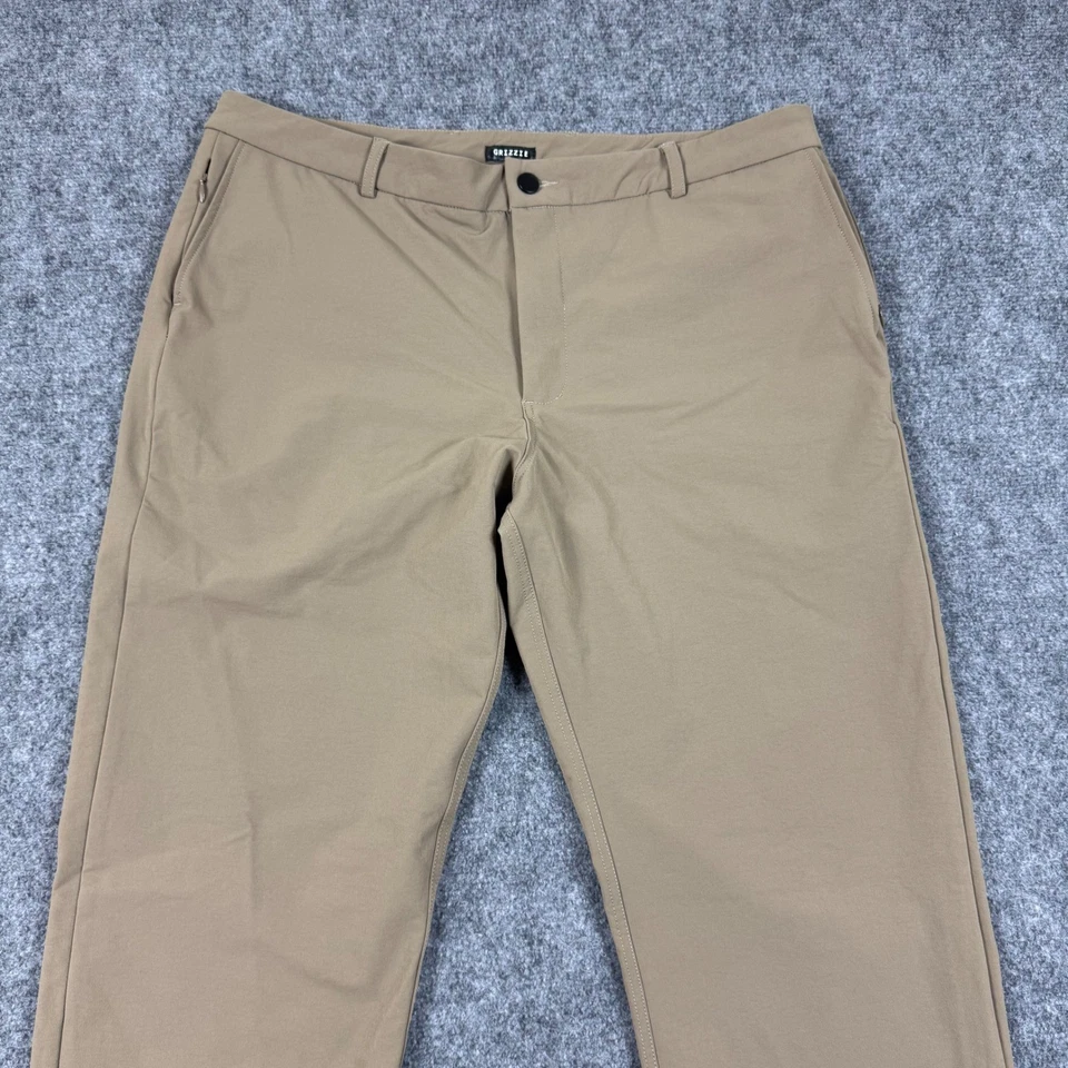 Grizzie 裤子 38x32 米色美利奴羊毛混纺性能高尔夫男式 — 第 3/4 张图片