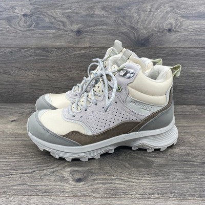 Merrell Speed Solo Waterproof Hiking Boots Womens Size 7.5 Beige Gray Shoes