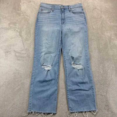 Hudson Jeans Women's 28 Noa High Rise Straight Distressed Raw Hem Light Denim
