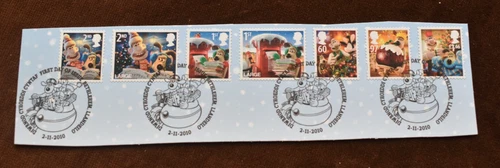 GB 2010 Christmas, Wallace & Gromit, Commemorative Stamps On Piece, Used ex FDC