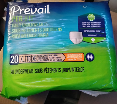Prevail Per-Fit Daily Incontinence Pants Extra Absorbency XL White 20 Ct