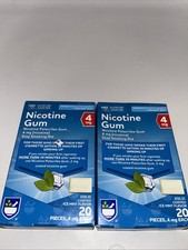 2Pk: Nicotine Gum 4mg Ice Mint Flavor Coated 20ct Exp 1/31/26