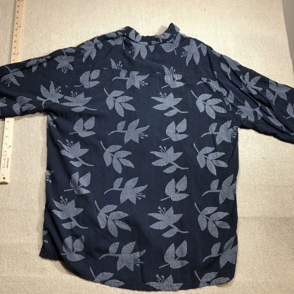 Camisa Bruno Para Hombres 2XLT Azul Marino Corte Hawaiano Floral Patrón XXL Foto 2 de 4