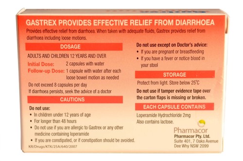 1x 3x 6x (20, 60, 120) Loperamide 2mg Capsules Imodium Gastro Stop Gastrex - Picture 4 of 11