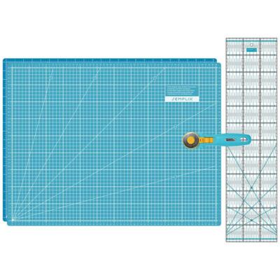 Semplix Schneidematten-Set A2 türkis/petrol Matte 60x45 cm Lineal Rollschneider