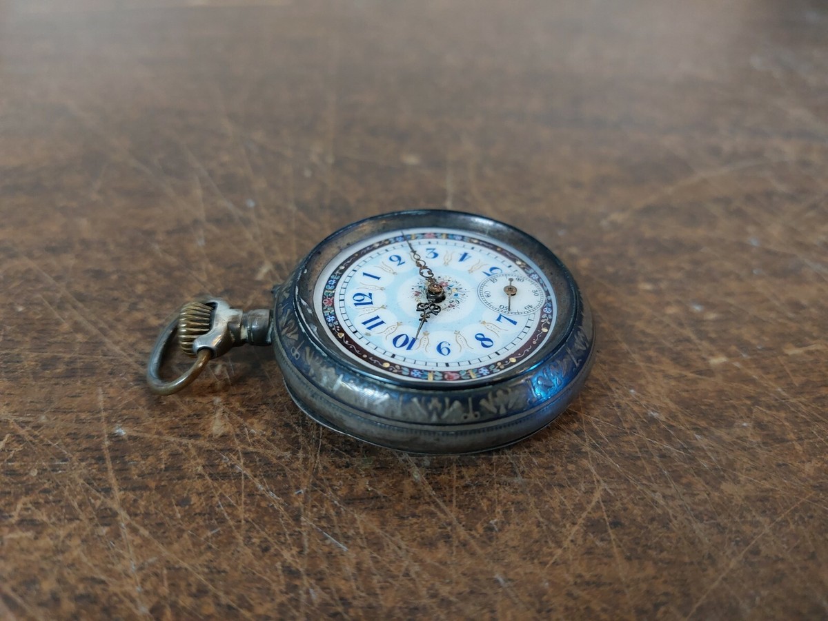 VINTAGE POCKET WATCH REMONTOIR ORNATE FLORAL FLOWER Face Design