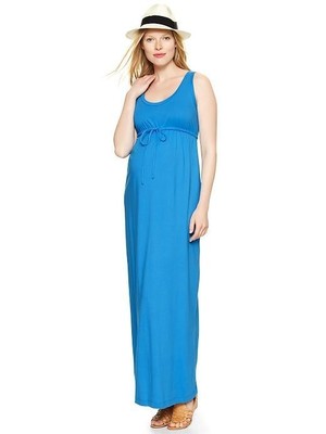 chinese dress ladies NWT GAP Women Blue Heather Rayon Jersey High Neck Panel Maxi Dress size  XS-XL