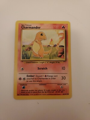 pokemon base set common card #46/102 charmander 46/102, Charmander, Pokemon, Unlimited, 1999-2000 (4th Print/  Tenrec Studios Retreat Cost Charmander - Pokemon - Base