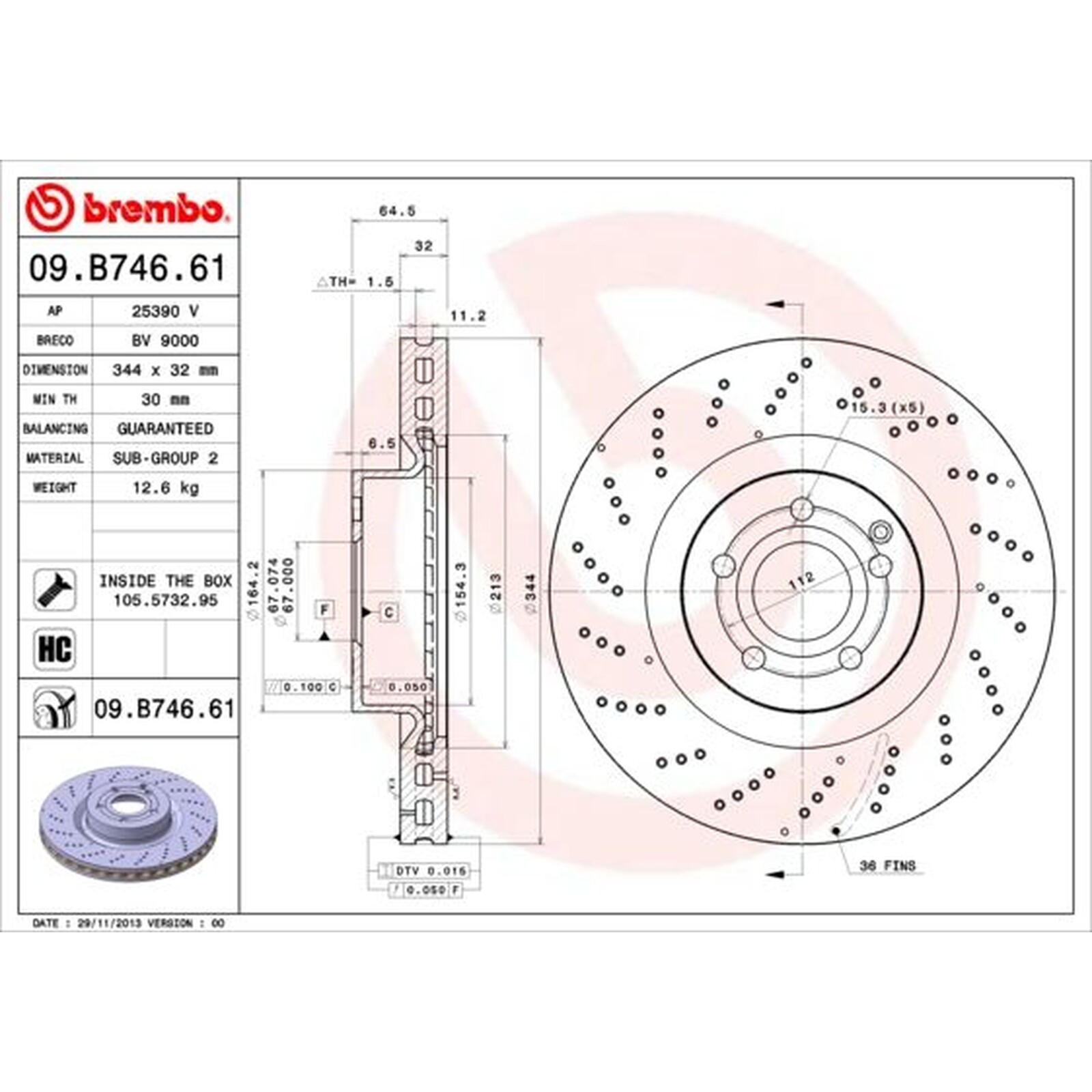 BREMBO Drilled Floating Brake Disc 09.B746.61