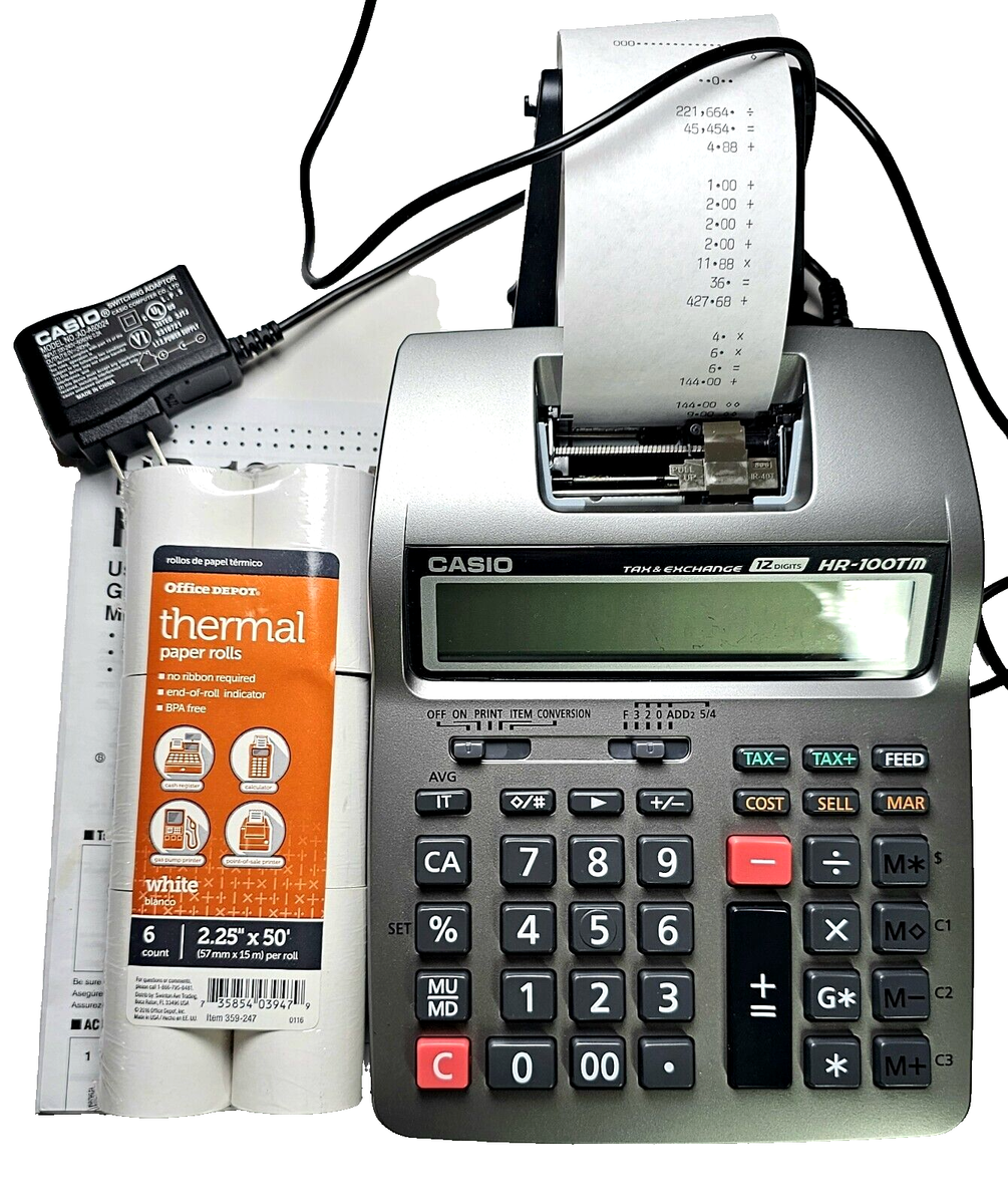 Casio HR100TM プリンター電卓(12桁) 並行輸入品 [並行輸入品] Casio HR-100TM Desktop Printing Calculator Tax & Exchange 12
