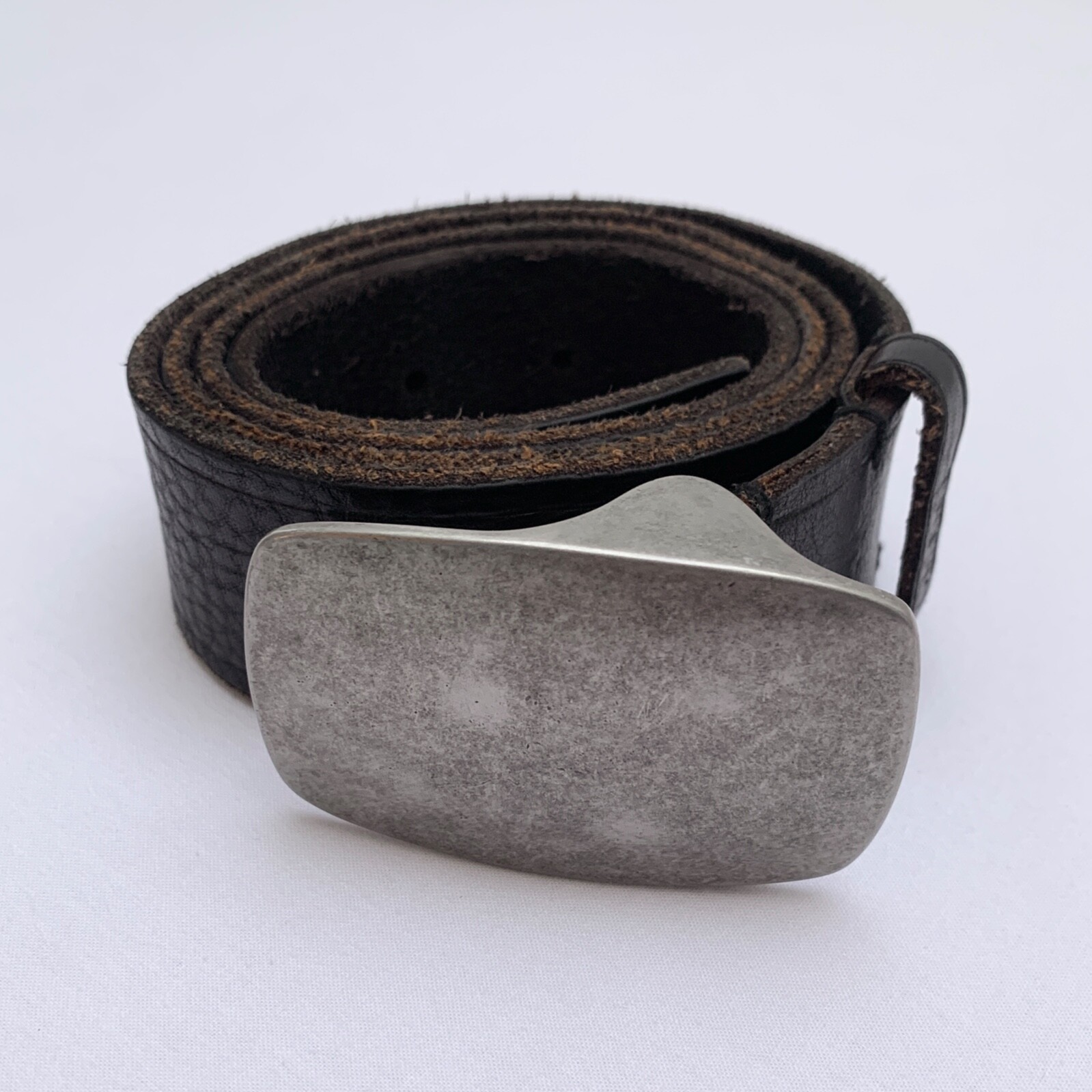 Vintage 90s 2000s Calvin Klein Brown Leather Large Heavy Silver