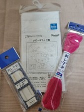 Sashiko kit Sanrio HELLOW KITTY design printed fabric Dedicated thread needle