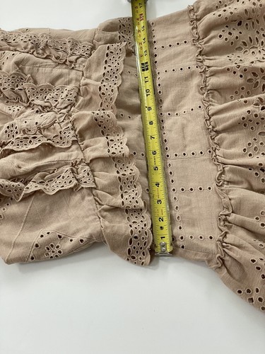 Vestido para mujer BCBG Max Azria mezcla de lino 8 rubor arcilla con volantes mini rosa desnudo nuevo con etiquetas - Imagen 10 de 14