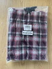 Van Heusen Men  s Flannel Fleece Sleep Pant  Dark Red Plaid Size Medium