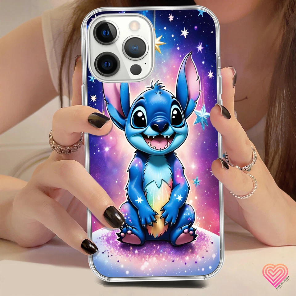 Close-up of Stitch blue pattern with shimmering printed glitter effect