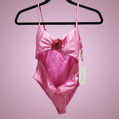 L*SPACE One-Piece Swimsuit Sierra Pink Quartz Sweetheart Neck Medium NWT  