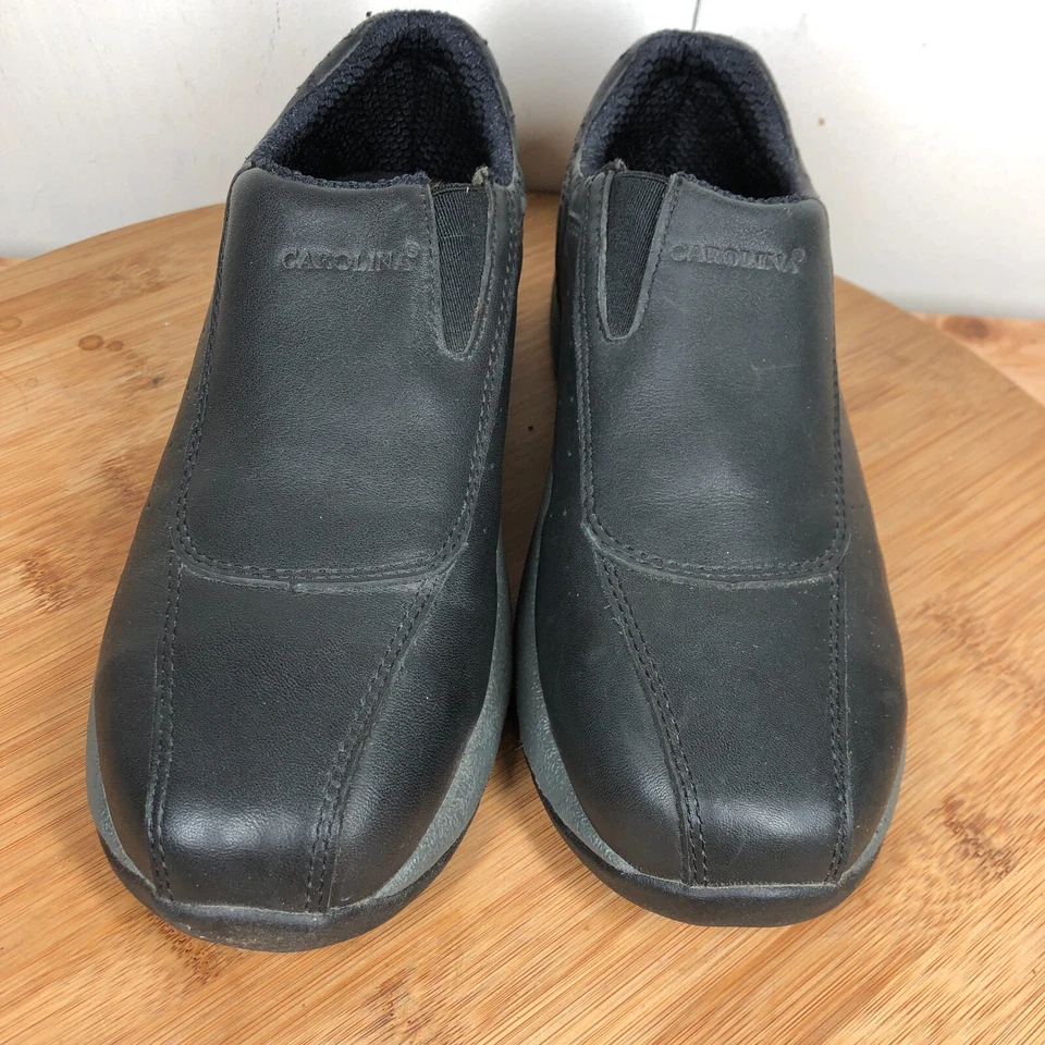 Carolina Zapatos de Trabajo Mujer 6.5 M Cuero Negro Puntera de Acero Mocasines Zapatilla Sin Cordones Foto 4 de 4