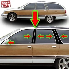 Black Pillar Trim for Buick Roadmaster (5dr Wagon) 92-96 12pc Set Door Post