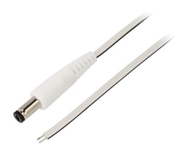 P55-TT-T035-050WH Cable wires,DC 5,5/1,7 plug straight 0.35mm2 white 0.5m WEST P