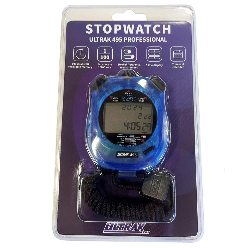 Cronómetro Ultrak 495-100 Doble Memoria Dividida - Azul Claro - NUEVO Foto 4 de 4
