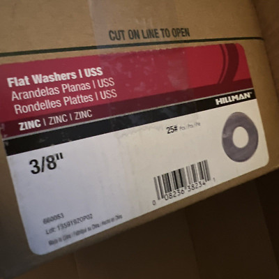 Part 660053 Hillman Fasteners 1'' O.D. WASHER 25 LB BOX 3/8'' I.D. Hole Zinc Steel