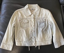 Nwot Jolt Junior’s Cropped Denim Jacket Cotton 3/4 Sleeves Sz M