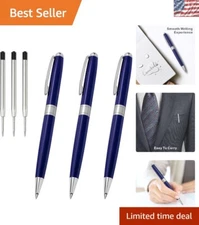 Refillable Metal Pens for Executives - Elegant Ballpoint Set with 3 Refills