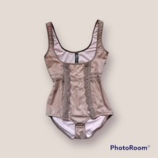 Vintage 90s coquette mauve lace underbust lingerie bodysuit size small