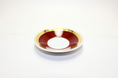 Hollohaza Hungary 4834 Replacement Saucer Gold Rim Copper Red