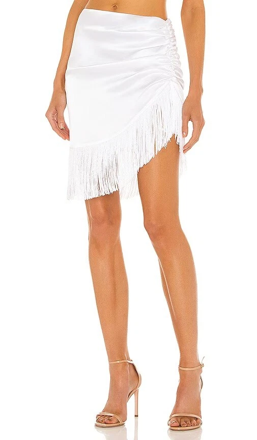 Silk Roads by Adriana Iglesias Lua Skirt White Mini Fringe Detail XS NWOT $230