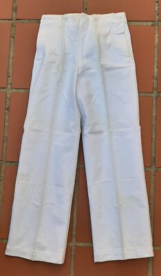 Alte weiße Brückenhose Gr.38 Typ 1940 NATIONAL MARINE Marinebaumwolle ORIGINAL