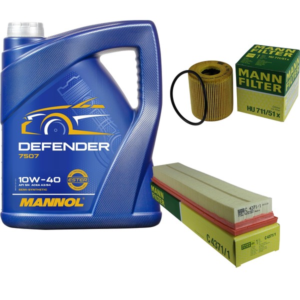 MANN-FILTER Inspektionspaket 5L Mannol Defender 10W-40 FüR Peugeot 206 Cc 1.6-image