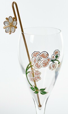Perrier Jouet Champagner Stirrer Rührstäbchen Metall, Blume Cocktail Bar 7290