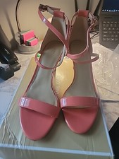 New MICHAEL KORS Size 7.5 Ava Mid Patent Leather MK Logo Women Sandals