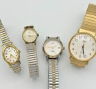 Vintage Timex Watch Lot 4pc StretchBand TwoTone/Gold T88 T3 TG7 T44 Parts