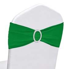 30Pcs Chair Sashes with Buckle Slider Stretch Spandex Chair Bows Cover, Green