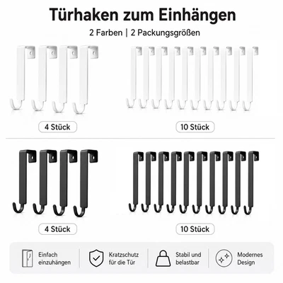 GRANNY 4-10 Haken Türgarderobe Tür Türhaken zum Einhängen Edelstahl Garderobe - Bild 1 von 4