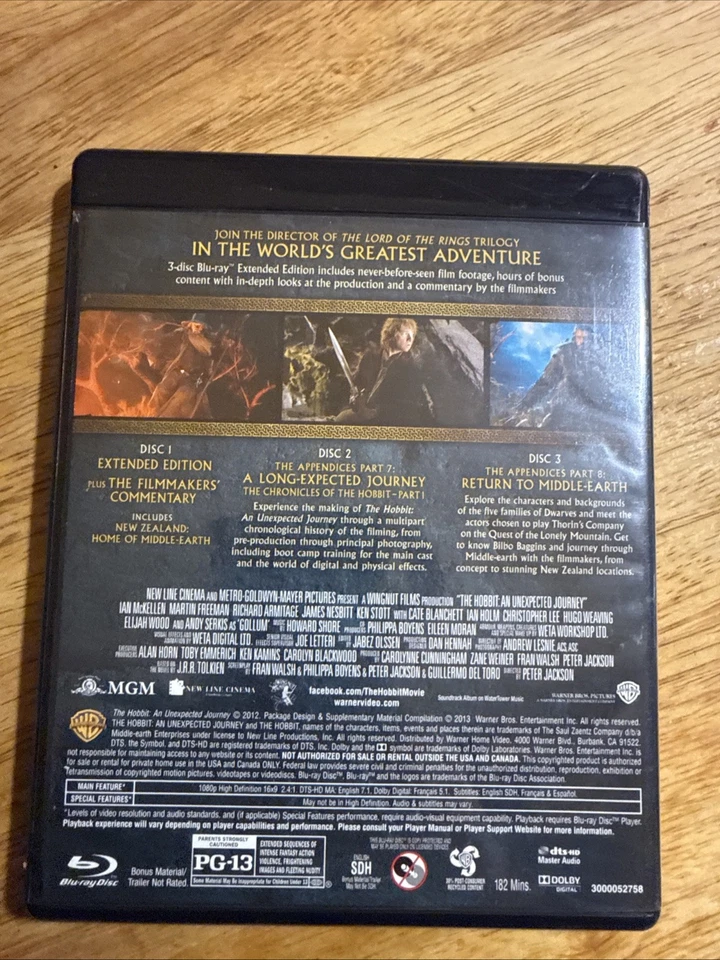 The Hobbit: An Unexpected Journey Extended Edition Blu-ray (3-Disc Set) - Image 2 of 4