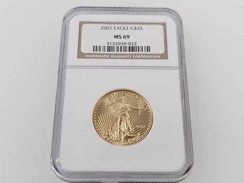 NGC MS 69 2007 1/2 Troy Oz American Eagle $25 Dollar Gold Coin (AM1093028)
