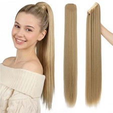 Extensiones de cabello liso cola de caballo pinza de mandíbula gruesa natural como cabello humano M
