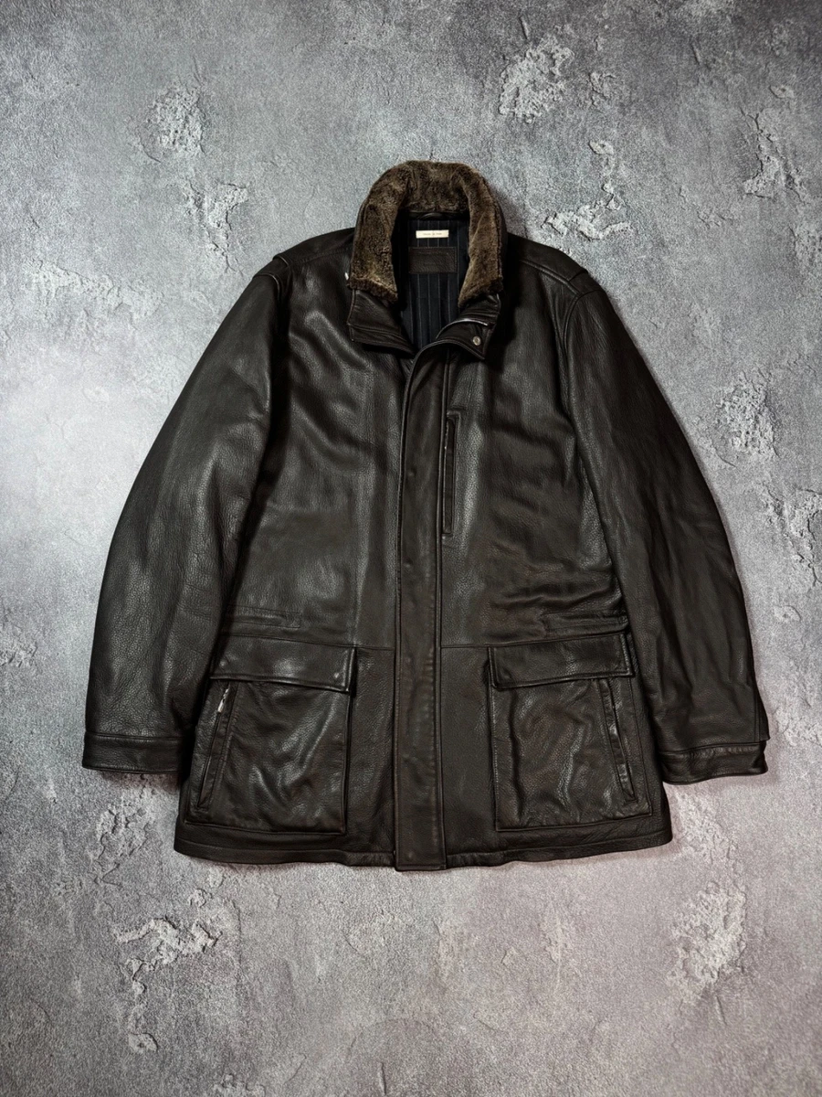 Ermenegildo Zegna Brown Leather Outer Shell Coats, Jackets & Vests