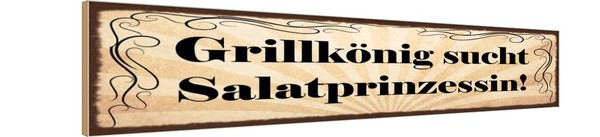 Holzschild 10X46 Cm GrillköNig Sucht Salatprinzessin Deko Geschenk Holz Schild-image