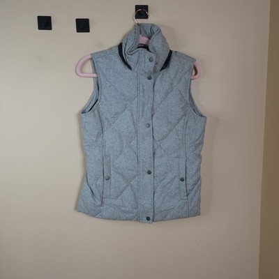 Lands End Gray Wool Bend Quilted Puffer Vest with Down Feathers Size XS