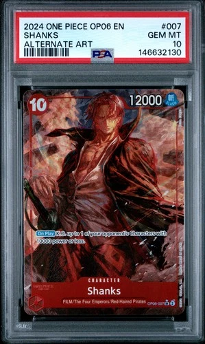 2024 ONE PIECE OP06-WINGS OF THE CAPTAIN ALTERNATE ART #007 SHANKS PSA 10