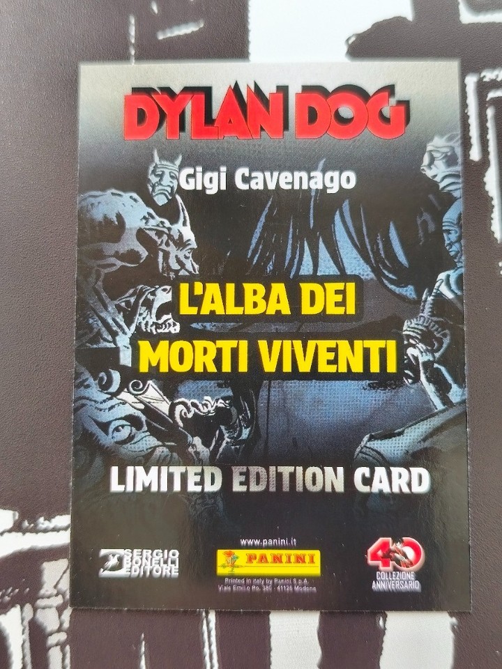 Dog Similes DYLAN DOG CARD PANINI LIMITED EDITION LE 2026 L'ALBA DEI MORTI VIVENTI ...