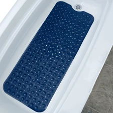 Extra Large Shower Mat 40x16 | Non-Slip Bath, Tub Mat, with Suction Cups & Drain