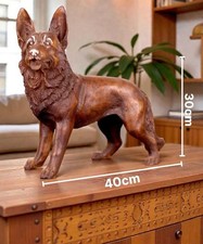 Handcrafted German Shepherd Dog Statue   Realistic Resin Sculpture  